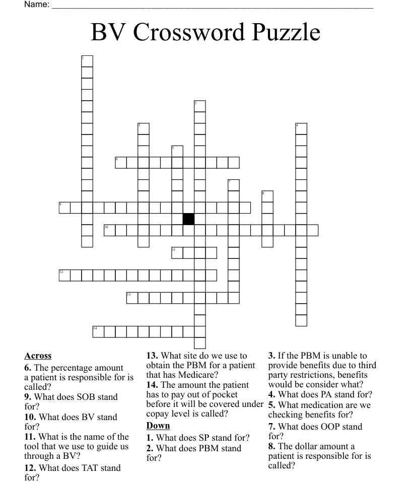 BV Crossword Puzzle