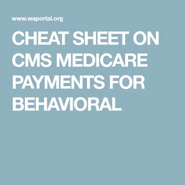 CHEAT SHEET ON CMS MEDICARE PAYMENTS FOR BEHAVIORAL