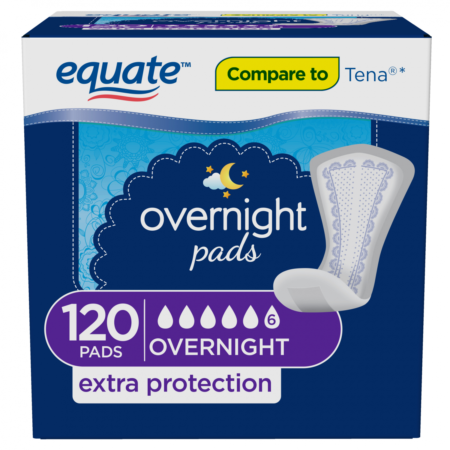 Equate Overnight Incontinence Pads Women Ultimate ...