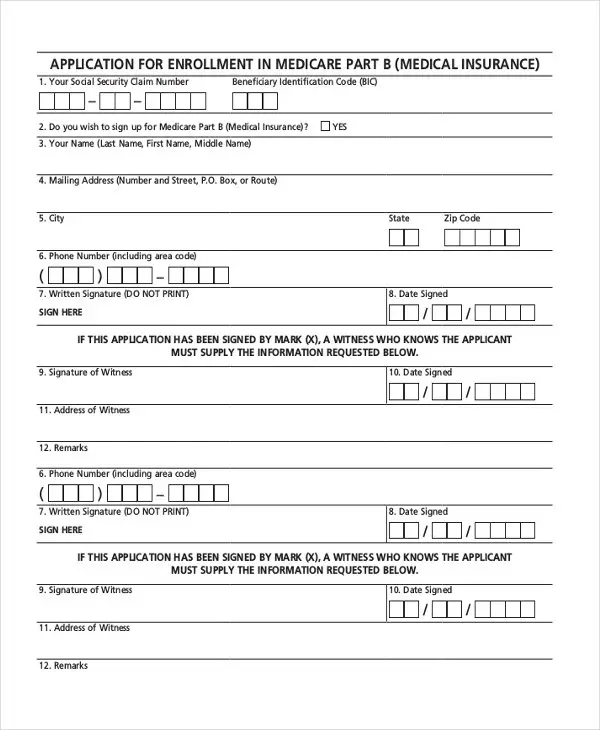 FREE 9+ Sample Medicare Application Forms in PDF