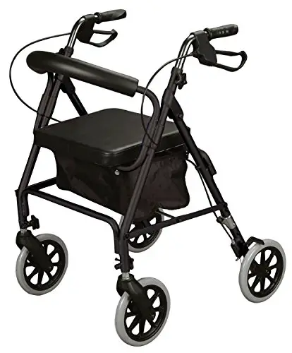 Rollator Rolling Walker with Medical Curved Back Soft Seat