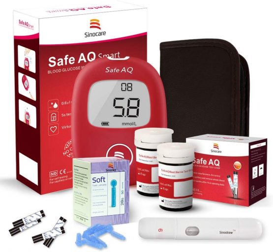Sinocare Diabetes Testing Kit/Blood Glucose Monitor Safe AQ Smart/Blood ...
