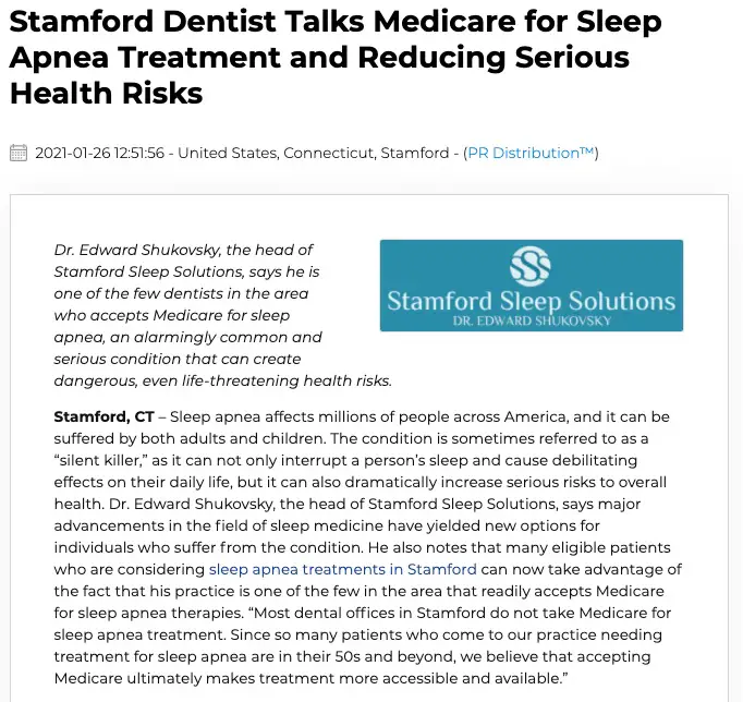 Stamford Dentist Accepts Medicare for Sleep Apnea Treatment
