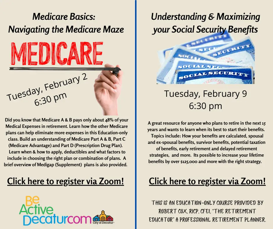 Upcoming Medicare Basics and Social Security Classes
